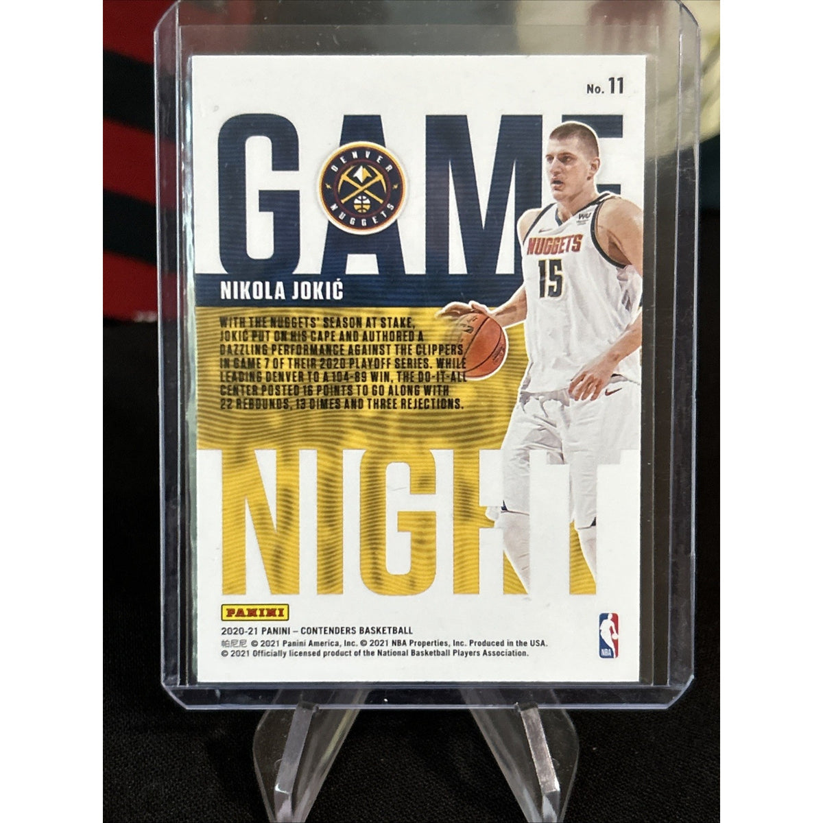 NIKOLA JOKIC 2020-21 Panini CONTENDERS GAME NIGHT #11 Nuggets / Pack Fresh New