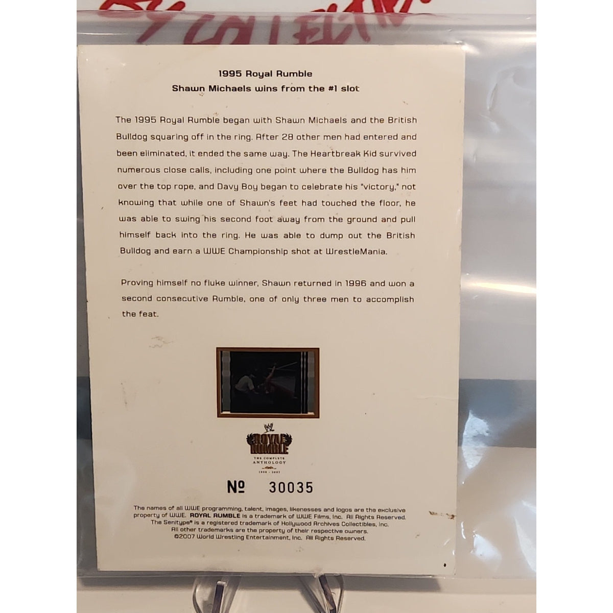 WWE SHAWN MICHAELS ROYAL RUMBLE LIMITED edition FILM CELL from DVD set