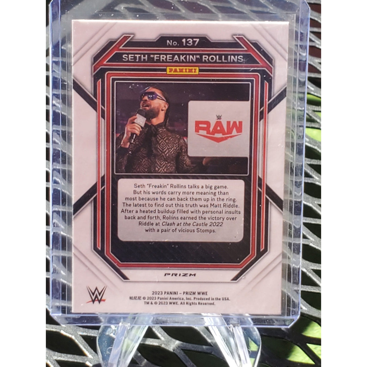 2023 Panini Prizm WWE Seth "Freakin" Rollins Cracked Ice Parallel #137