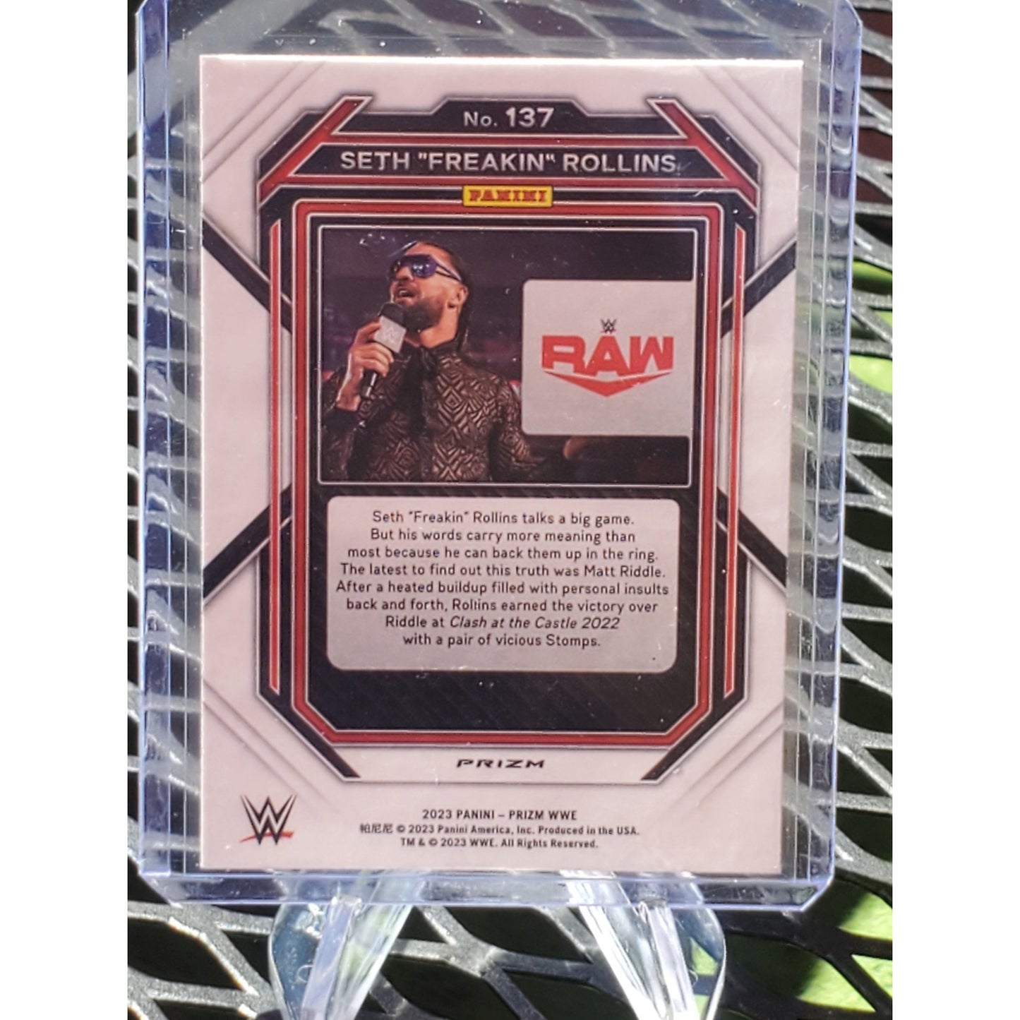 2023 Panini Prizm WWE Seth "Freakin" Rollins Cracked Ice Parallel #137