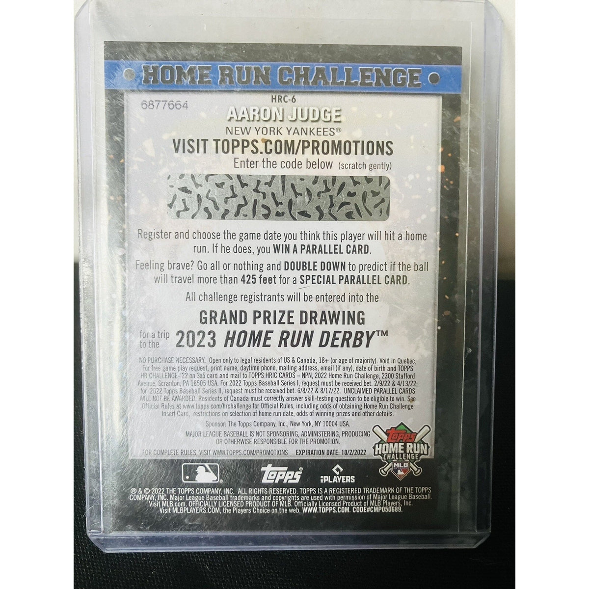 2022 Topps Series 1 Aaron Judge #HRC-6 Home Run Challenge (Unscratched) Pack New