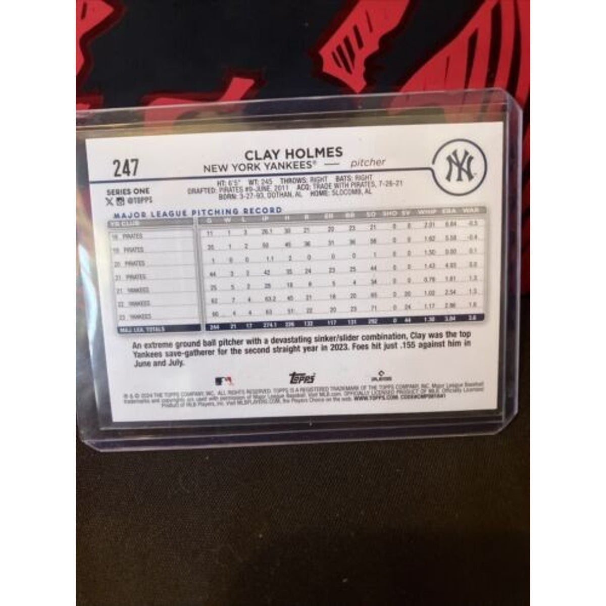 2024 Topps Series 1 Clay Holmes Easter Rabbit New York Yankees Pack Fresh New