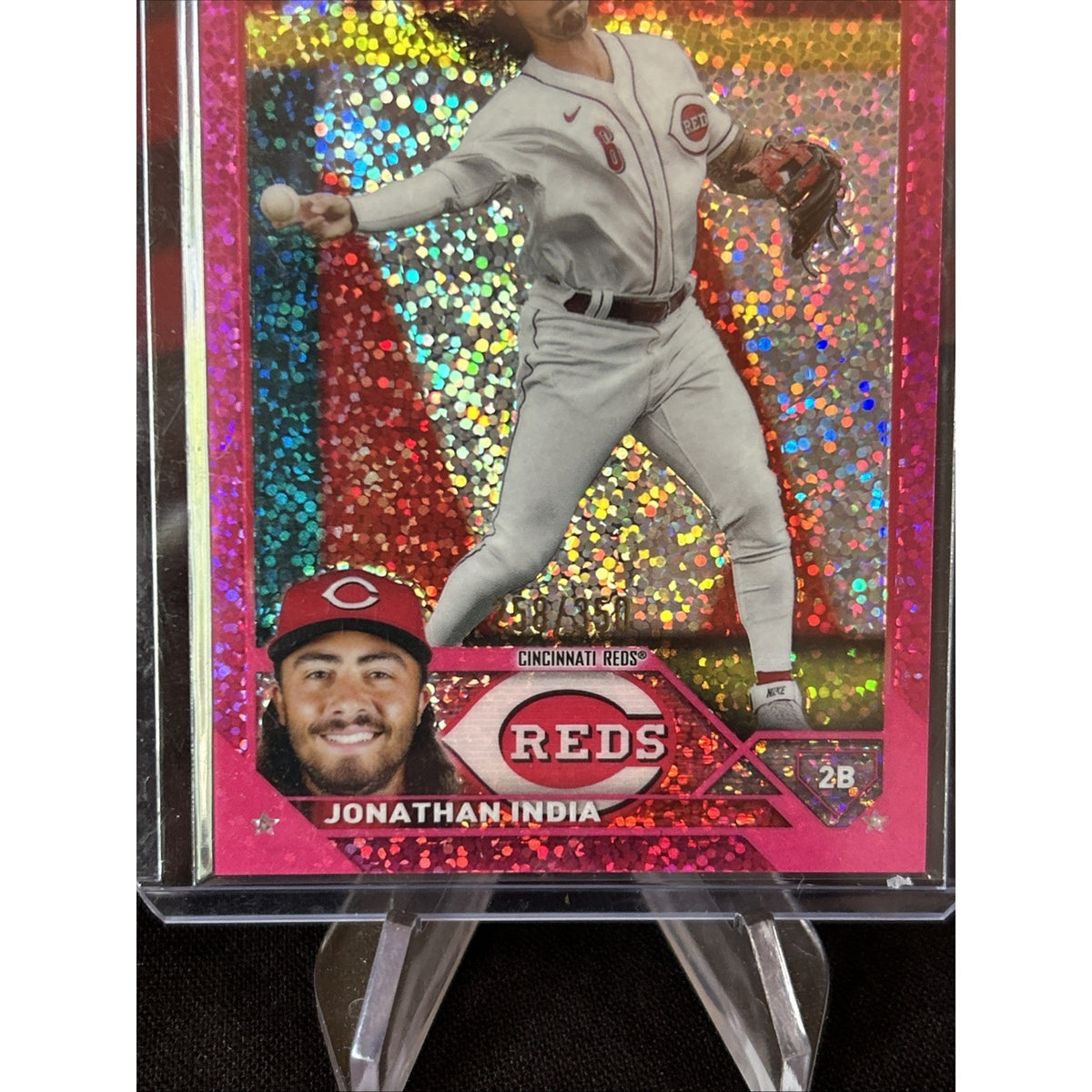 JONATHAN INDIA 2023 TOPPS CHROME PINK SPECKLE REFRACTOR #258/350 - Pack Fresh M
