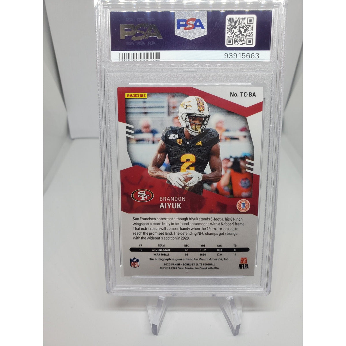 2020 Donruss Elite Brandon Aiyuk Turn of CENTURY ROOKIE Auto #/49 PSA 9 POP 1