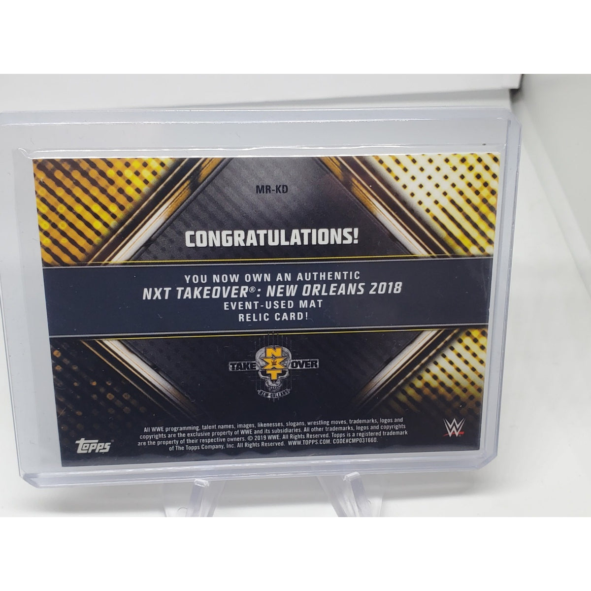 WWE Killian Dain 2019 Topps RTWM Event Used NXT Takeover NOLA Mat Relic Card