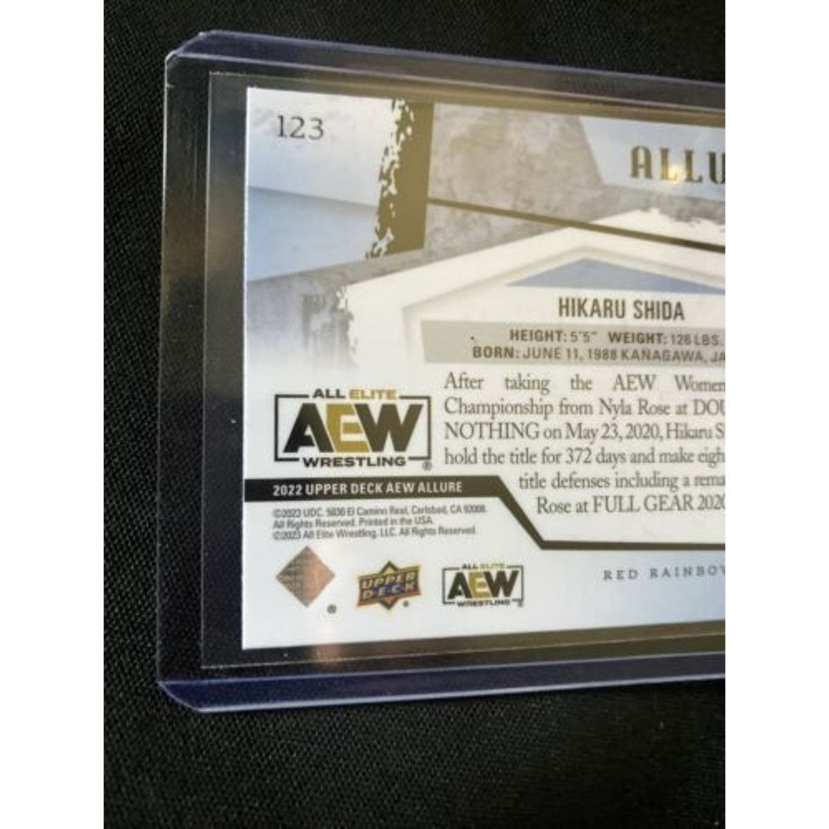 2022 UPPER DECK AEW ALLURE Horizontal SP Hikaru Shida Red Rainbow #123 /Pack New