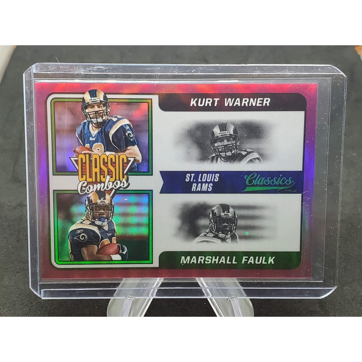 2021 Panini Classics - Classic Combos Marshall Faulk, Kurt Warner #CC-KM Purple