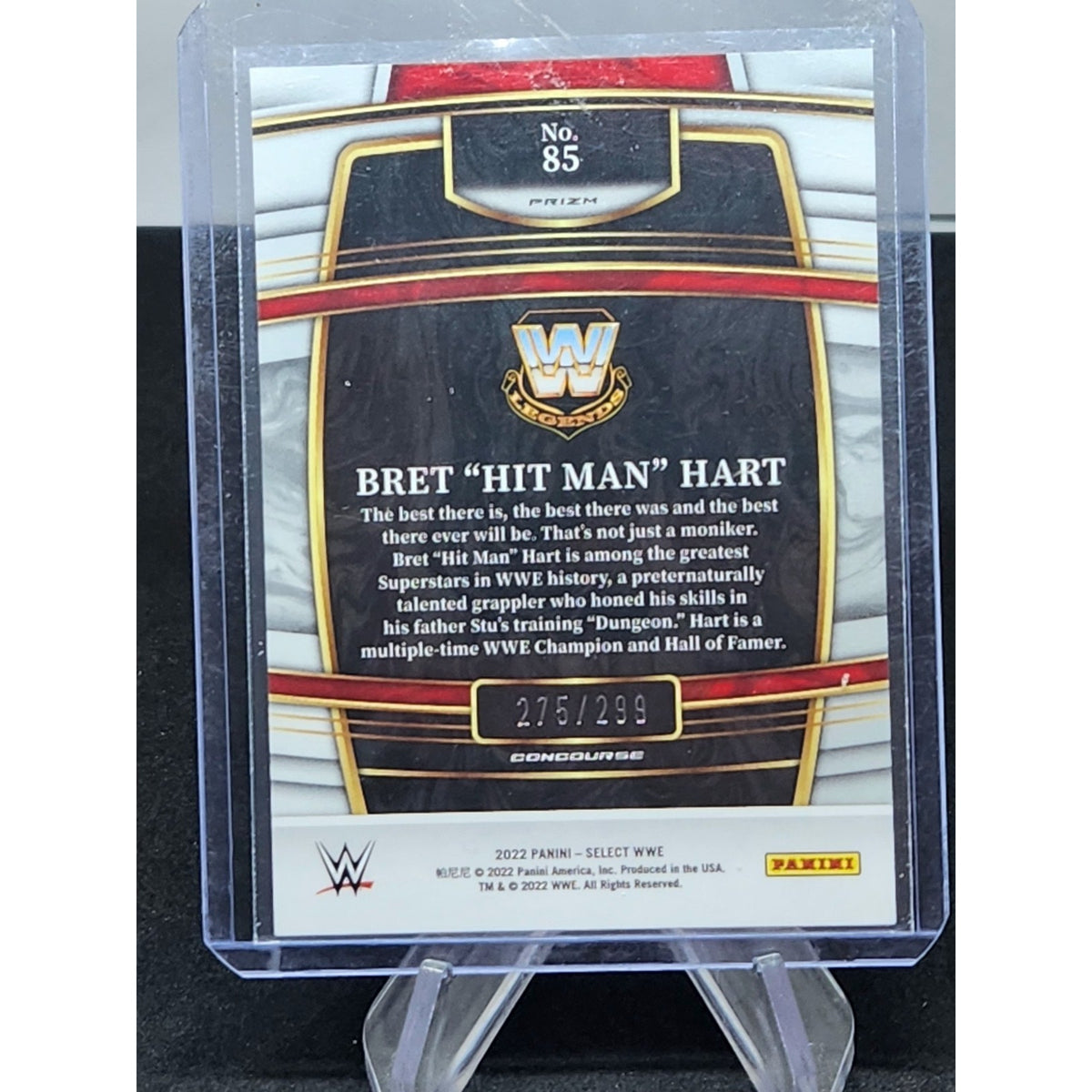Bret "Hit Man" Hart Light Blue Prizm Parallel /299 Panini WWE 2022 Select