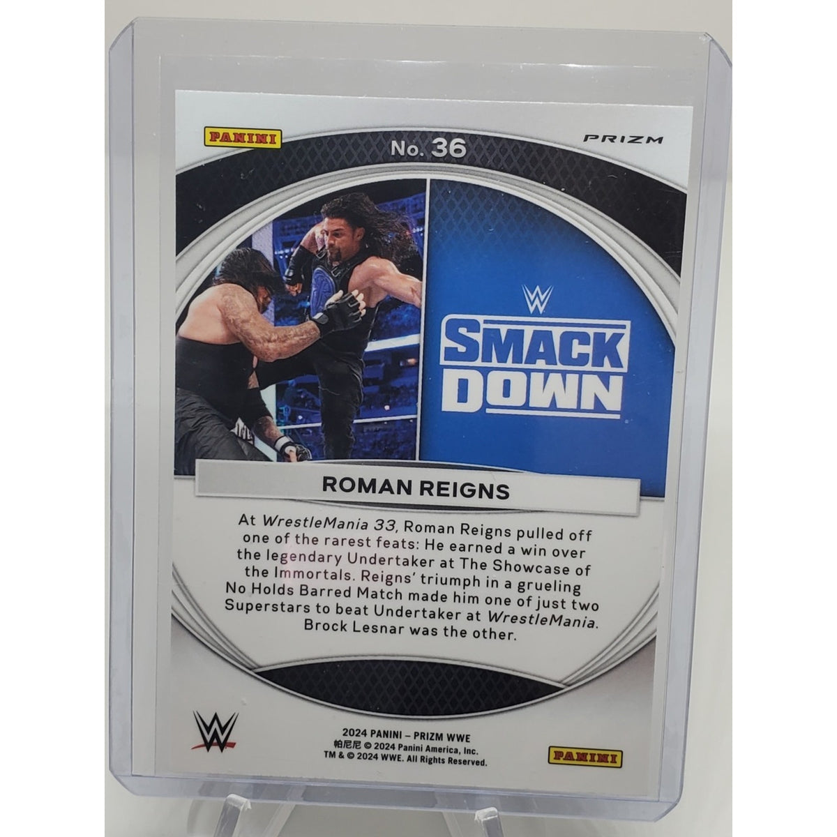 2024 Panini Prizm WWE - Wrestlemania Moments Roman Reigns #36 Green Prizm
