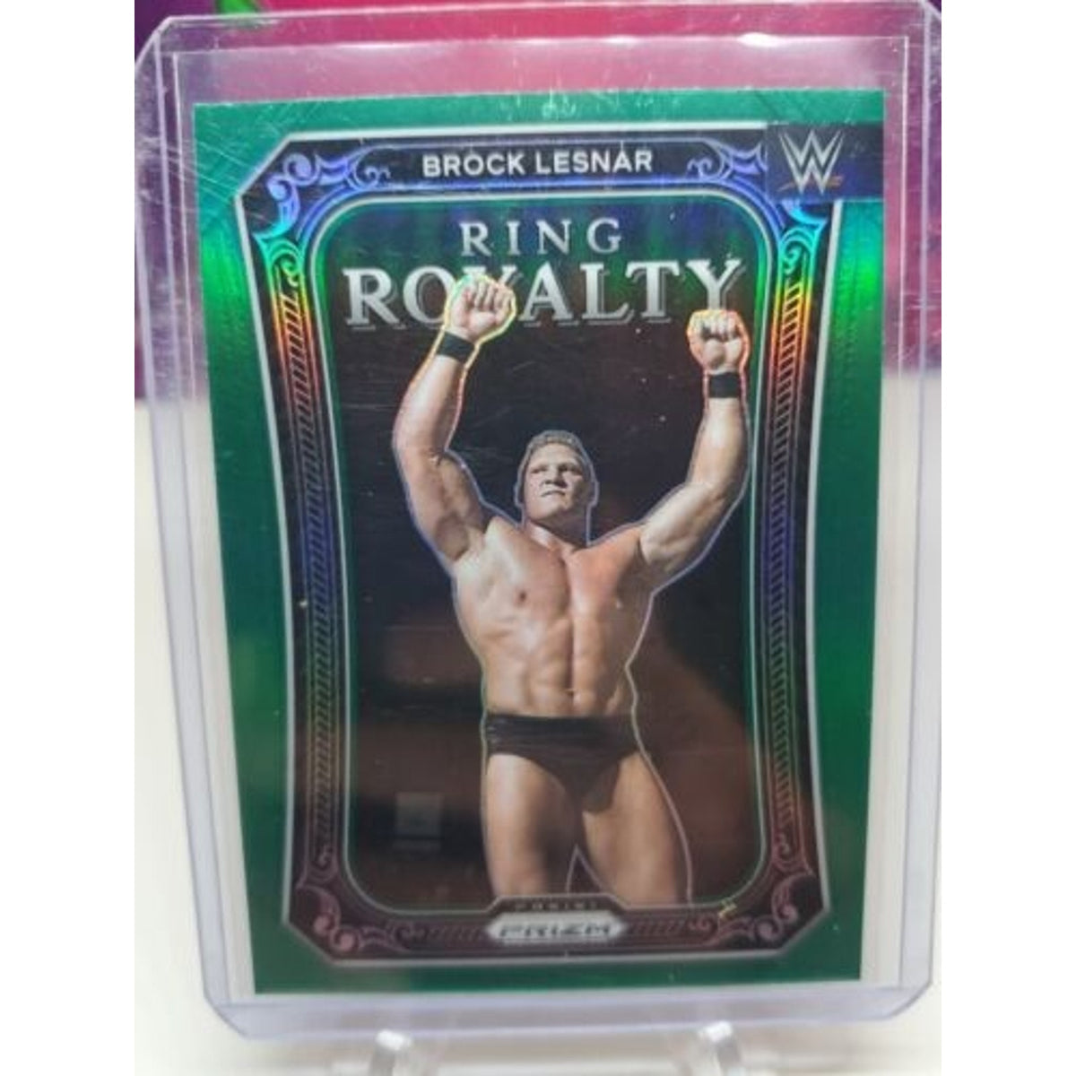 2023 Panini Prizm WWE Brock Lesnar Ring Royalty Green Prizm Card #14 SP