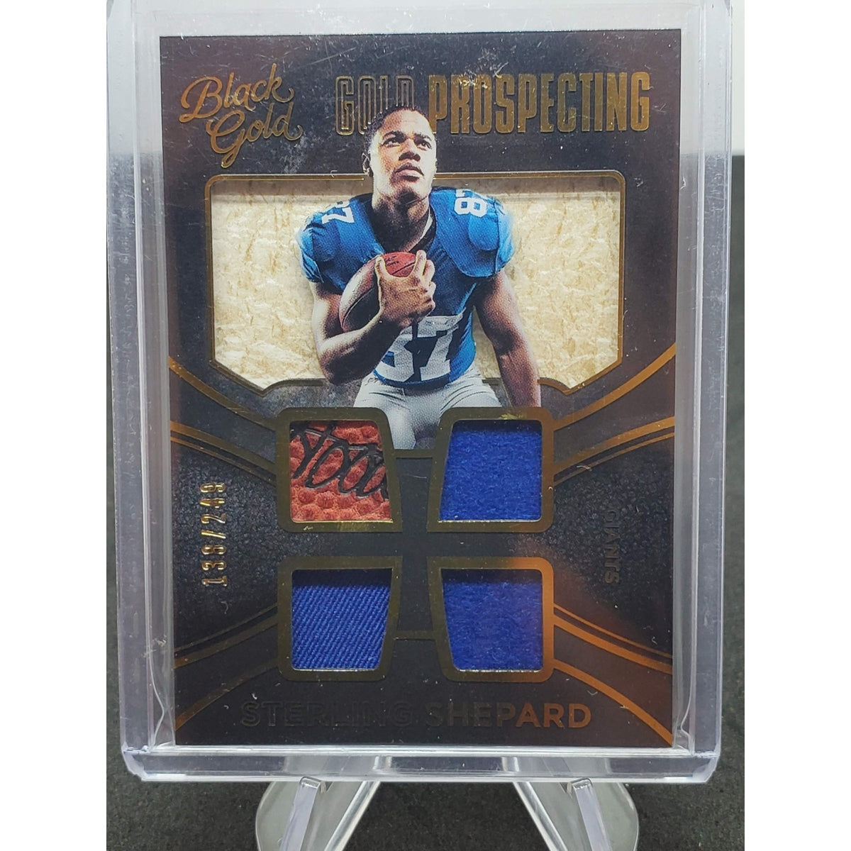 2016 Panini Black Gold - Gold Prospecting Quad Materials Sterling Shepard #GQ18