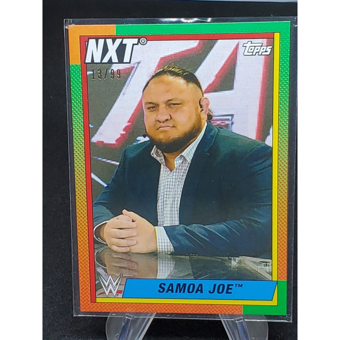 2021 WWE Topps Heritage Green Numbered /99 #91 Samoa Joe Wrestling Card