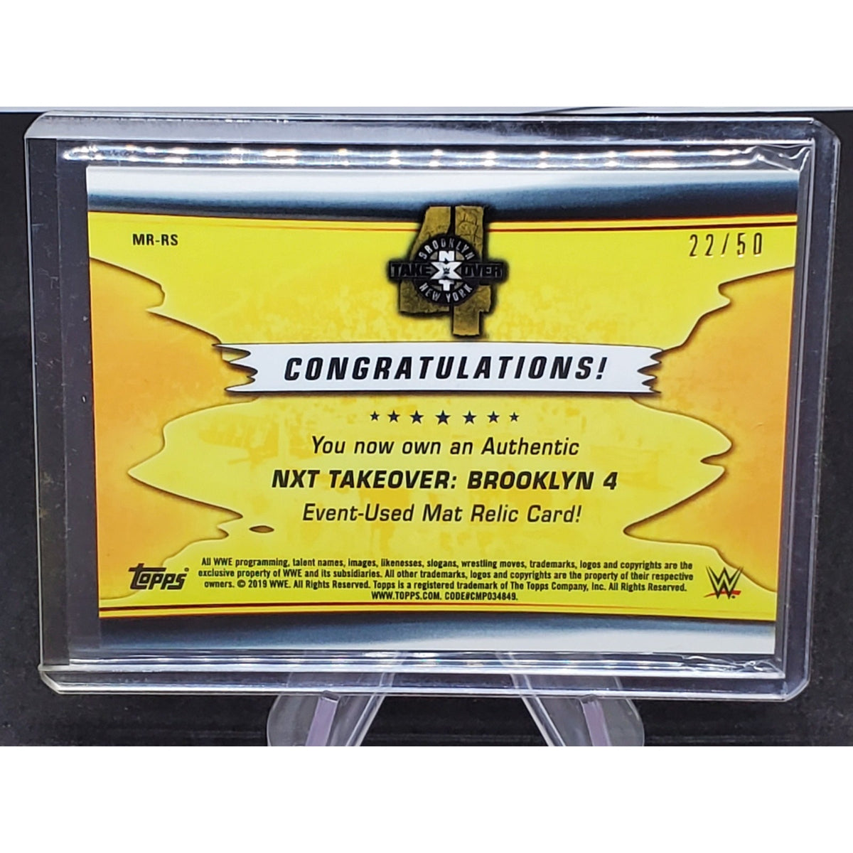 2019 Topps WWE Summerslam Blue Mat Relics Roderick Strong #MR-RS /50