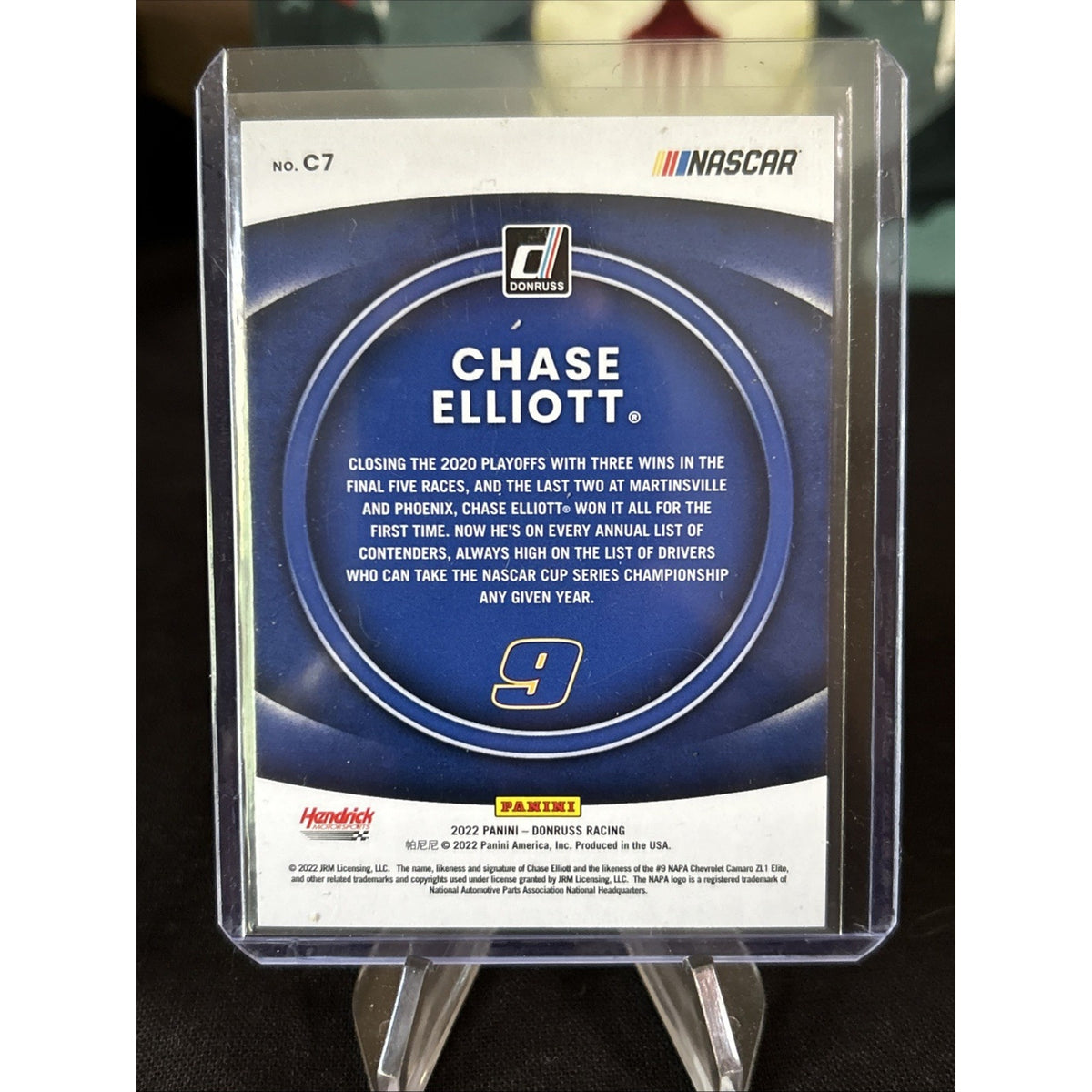 Chase Elliot Donruss Contenders Checkered Flag Parallel No. C7 / Pack Fresh New