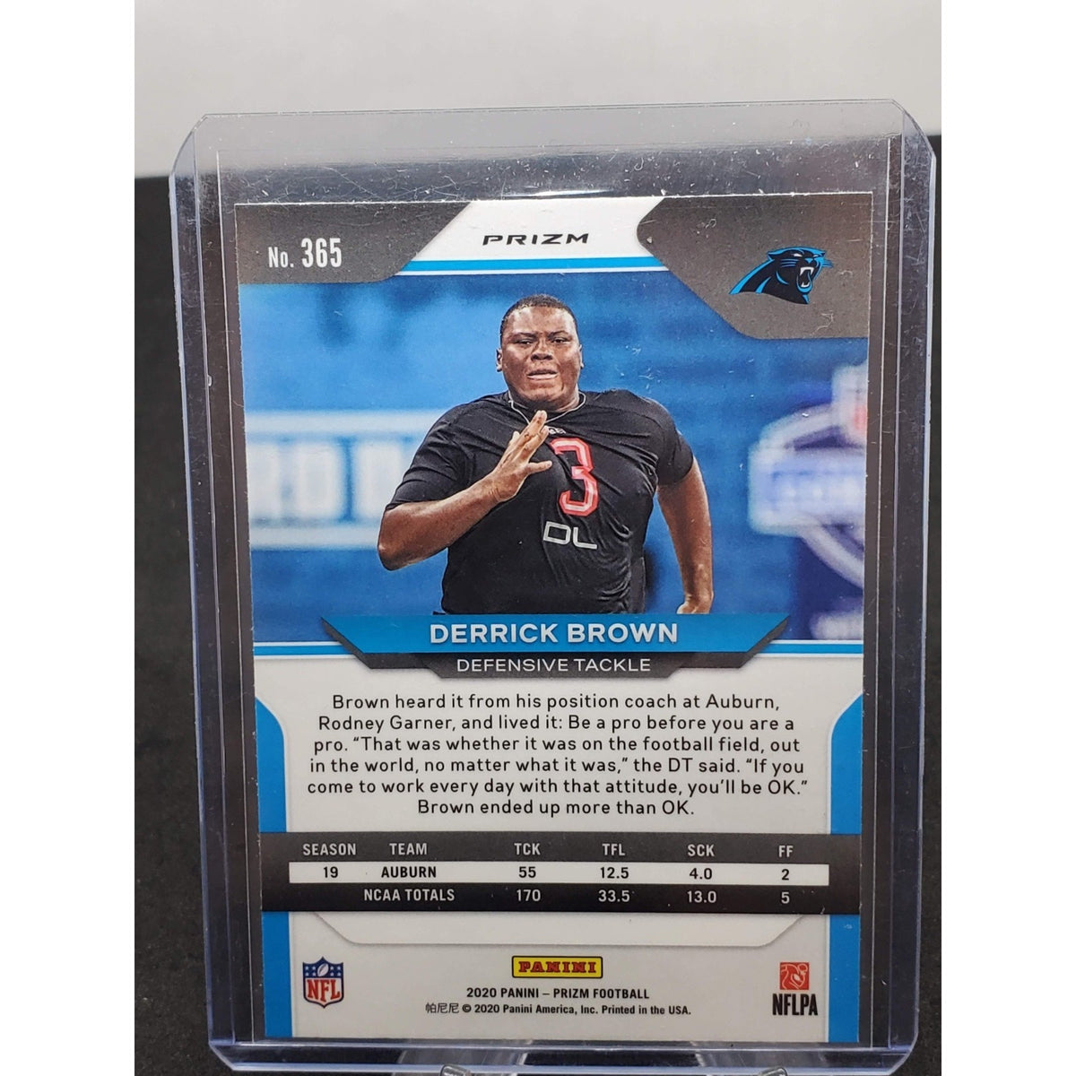2020 Panini Prizm - Rookie Derrick Brown #365 Silver Prizm (RC)
