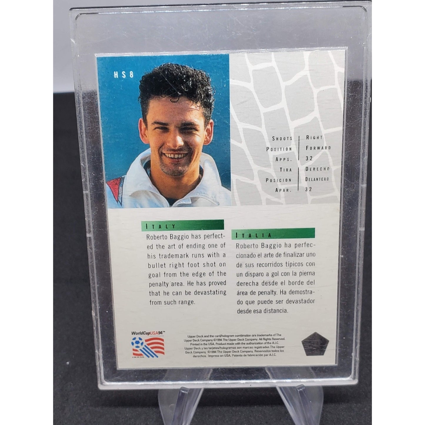 1994 Upper Deck World Cup English/Italian Hot Shots Roberto Baggio #HS8