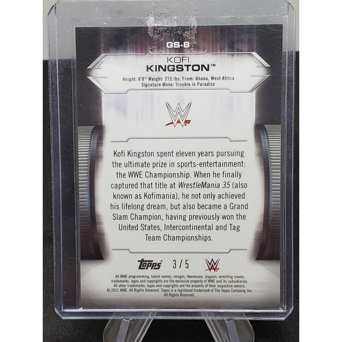 Kofi Kingston 2021 Topps WWE Undisputed Black # /5 GS-8