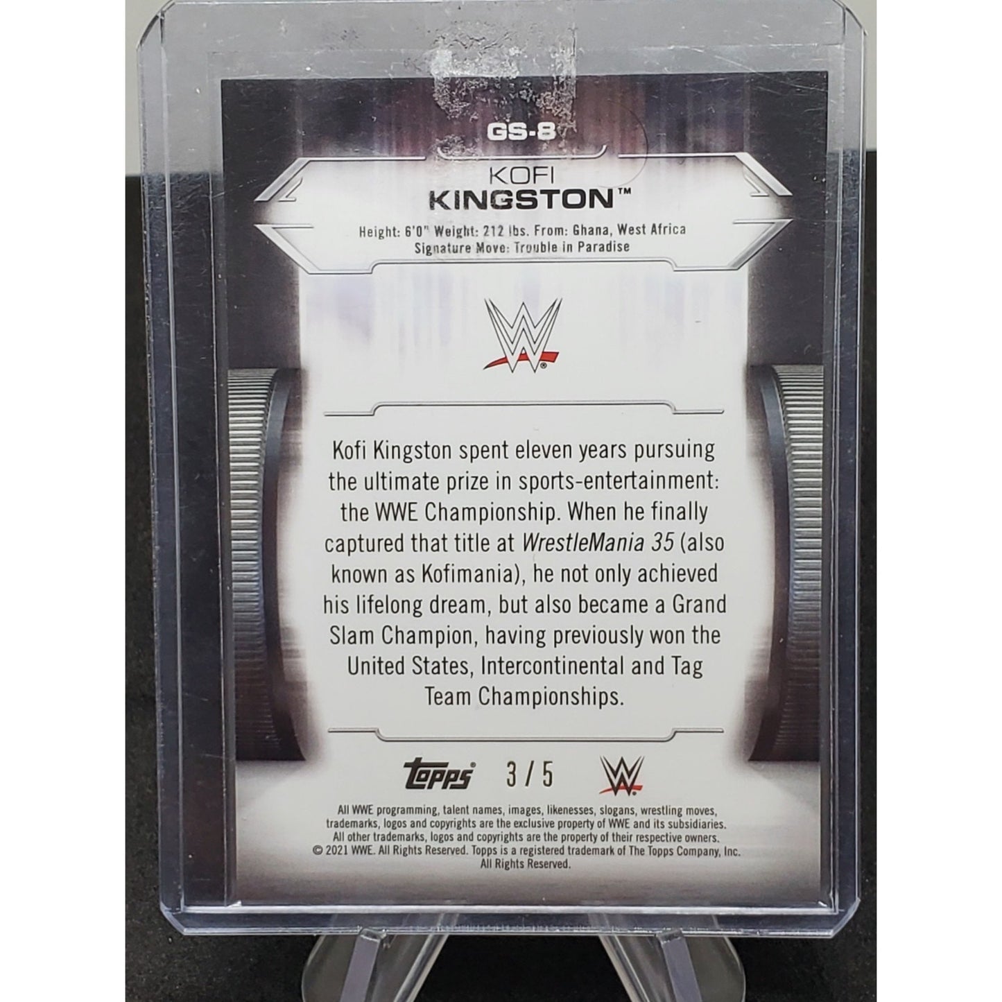 Kofi Kingston 2021 Topps WWE Undisputed Black # /5 GS-8