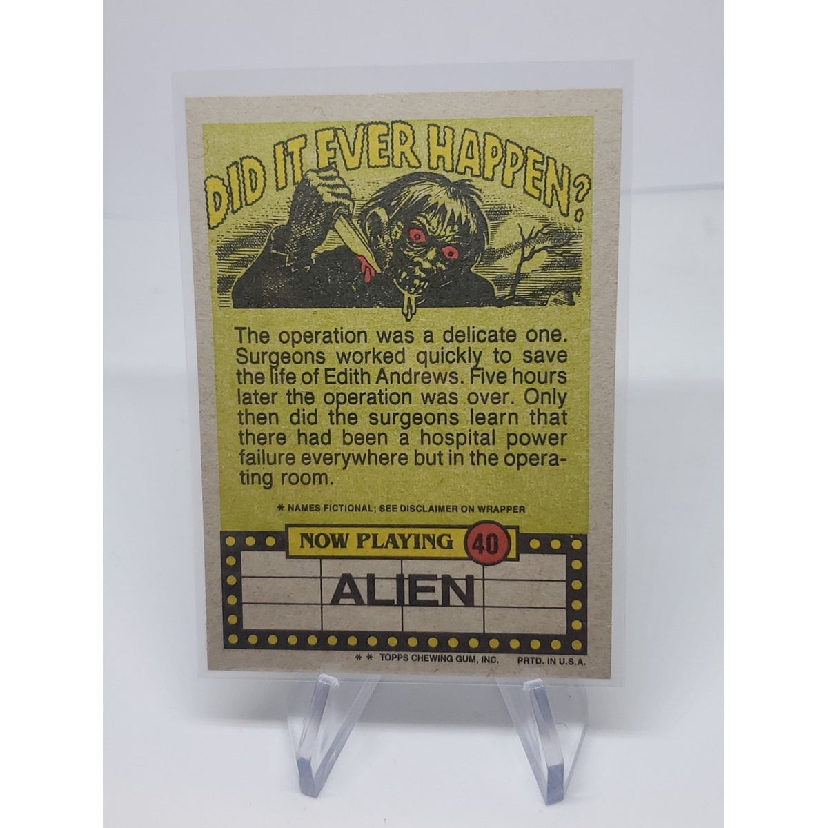 1988 Topps Fright Flicks #40 No Job is Too Big Local Exterminator! Alien