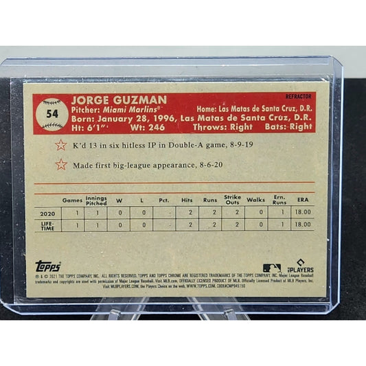 2021 Chrome Platinum Anniversary Base Refractor #54 Jorge Guzman - Miami Marlins