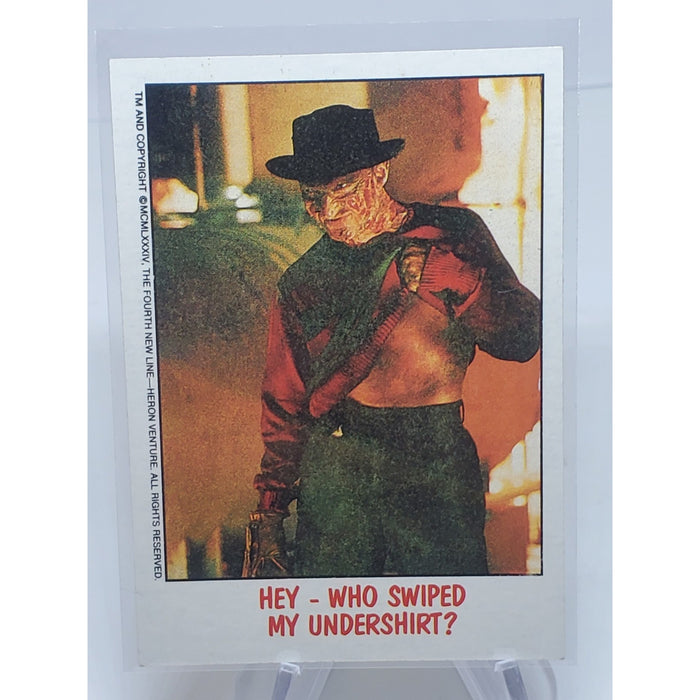 A Nightmare On Elm Street 1984 Card TOPPS Gum Hey - Who Swiped My Undershirt?