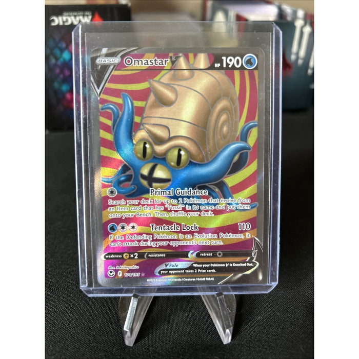 Pokemon Omastar V (Full Art) 174/195 Sword & Shield - Silver Tempest Holo / New