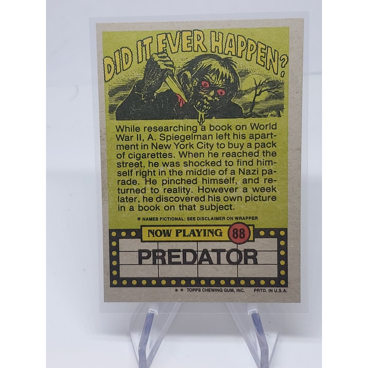 1988 Topps Fright Flicks Card #88 Predator I've Got A Bone To Pick With You!