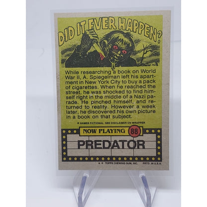 1988 Topps Fright Flicks Card #88 Predator I've Got A Bone To Pick With You!
