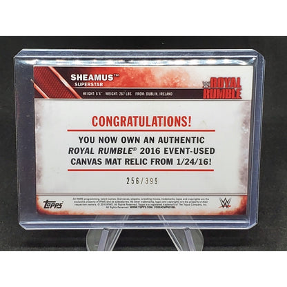 WWE Sheamus 2016 Topps Then Now Forever Royal Rumble Mat Relic Card SN 256 / 399